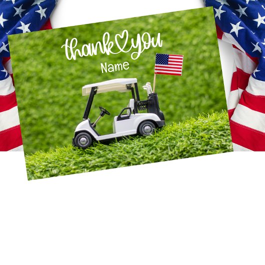 Golfbal en Amerikaanse vlag Bedankkaart