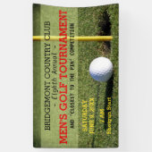 Golfbal en gat met pin spandoek (Verticaal)