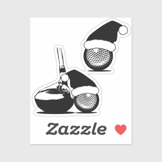 Golfbal en Golfclub Kerstmis Sticker (Vel)