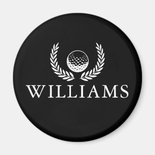 Golfbal en krans zwart-wit aangepaste naam magneet