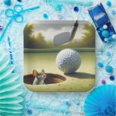 Golfbal en muis papieren bordje (Feest)