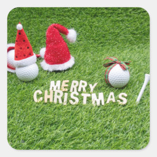 Golfbal en Santa hat voor goudkerst Vierkante Sticker
