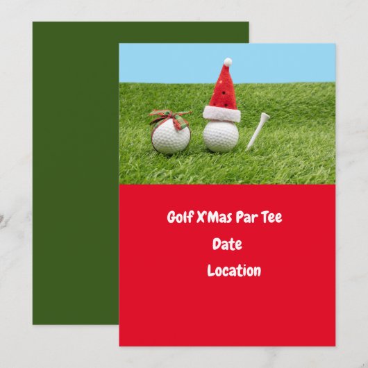 Golfbal en Santa Hat voor kerstfeestdag Golf Kaart (Voorkant / Achterkant)