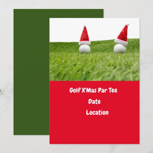 Golfbal en Santa Hat voor kerstfeestdag Golf Kaart (Voorkant / Achterkant)
