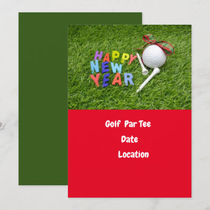 Golfbal en t-shirt Happy Nieuwjaar Par t-shirt gol Kaart