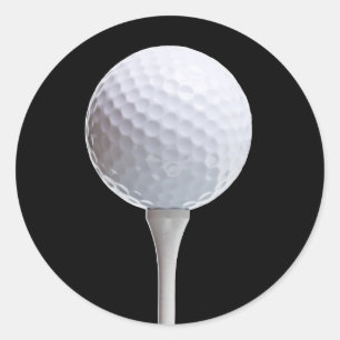 Golfbal en T-shirt op zwart - Gepersonaliseerd Sja Ronde Sticker
