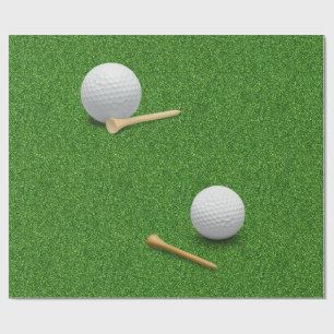 Golfbal en tee op groene gras achtergrond cadeaupapier