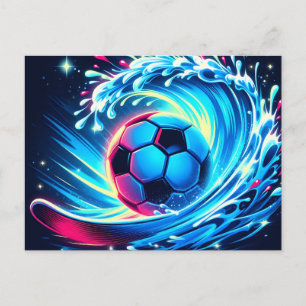 Golfbal Futuristische Oceaan Voetbal Surfen Feestdagenkaart