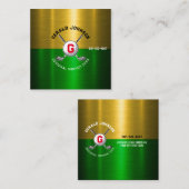 Golfbal Gecentreerd Monogram Ontwerp Vierkante Visitekaartje (Voorkant / Achterkant)