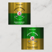 Golfbal Gecentreerd Monogram Ontwerp Vierkante Visitekaartje (Voorkant / Achterkant)