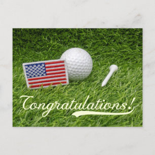 Golfbal Gefeliciteerd met de vlag van Amerika Briefkaart