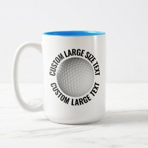 Golfbal & grote tekst LICHTBLAUW 425ml Custom Tweekleurige Koffiemok