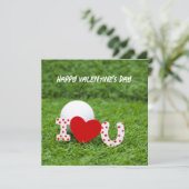 Golfbal Ik hou van jou groen Gelukkige Valentijns Feestdagenkaart (Staand voorkant)
