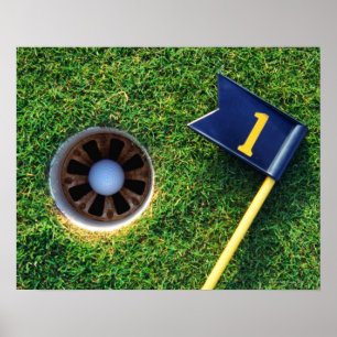 golfbal in een gat poster