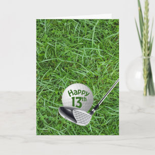 Golfbal In Gras 13e Verjaardagskaart Kaart