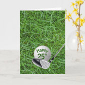 Golfbal in Grass 25th Birthday Card Kaart (Gele Bloem)