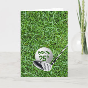 Golfbal in Grass 25th Birthday Card Kaart