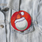 Golfbal in Santa Hat op rood Ronde Button 4,0 Cm (In situ)