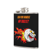 Golfbal in vlammen, zwart heupfles (Links)