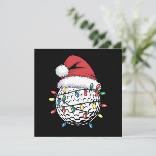 Golfbal Kerstman Hoed Kerst Golfen Xmas Lichtjes Feestdagenkaart