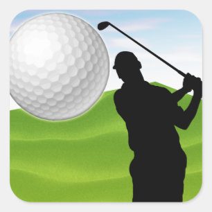 Golfbal komt op je af vierkante sticker