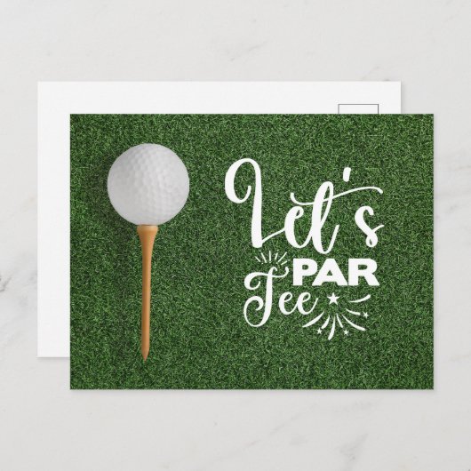 Golfbal Let's Par T-shirt op groen gras Briefkaart (Voorkant / Achterkant)