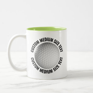 Golfbal & Medium Tekst LIME GROEN 325ml Custom Tweekleurige Koffiemok