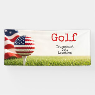 Golfbal met Amerikaanse vlag golftoernooi Spandoek