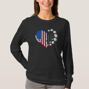 Golfbal met Amerikaanse vlag, hartstuk van de vier T-shirt