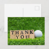 Golfbal met bedankwoord op groen gras briefkaart (Voorkant / Achterkant)