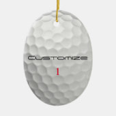 Golfbal met gepersonaliseerde tekst en nummer keramisch ornament (Voorkant)