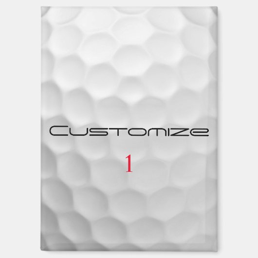 Golfbal met gepersonaliseerde tekst en nummer magneet (Voorkant)