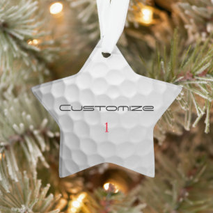Golfbal met gepersonaliseerde tekst en nummer ornament