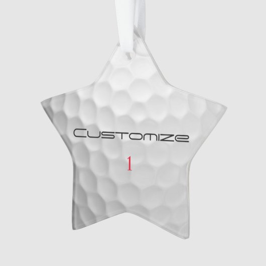 Golfbal met gepersonaliseerde tekst en nummer ornament (voorkant)