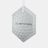 Golfbal met gepersonaliseerde tekst glas ornament (Voorkant links)