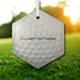 Golfbal met gepersonaliseerde tekst glas ornament