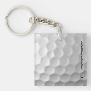 Golfbal met gepersonaliseerde tekst sleutelhanger