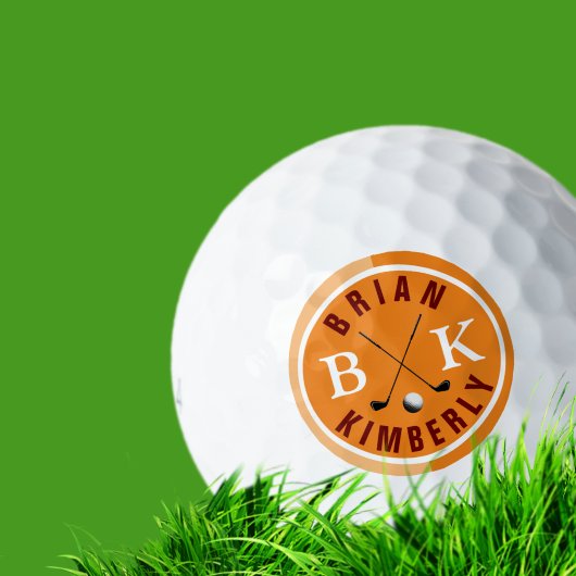 golfbal met golfer-naam & initialen-oranje teken golfballen