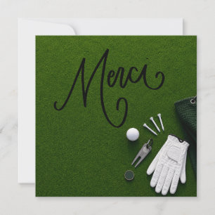 Golfbal met het woord dank je wel op de putting gr bedankkaart