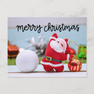 Golfbal met kerstman met kerstornament feestdagenkaart