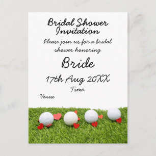 Golfbal met liefde op groen gras bruids briefkaart