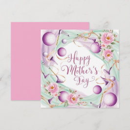 Golfbal met Moederdag en bloemetjes voor mama Feestdagenkaart