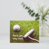 Golfbal met putter-waterverf dank je kaart (Staand voorkant)