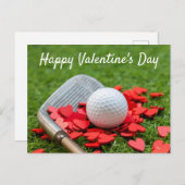 Golfbal met rood hart voor Valentijnsdag Briefkaart (Voorkant / Achterkant)