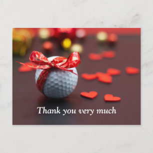 Golfbal met rood lint met liefde rode harten briefkaart