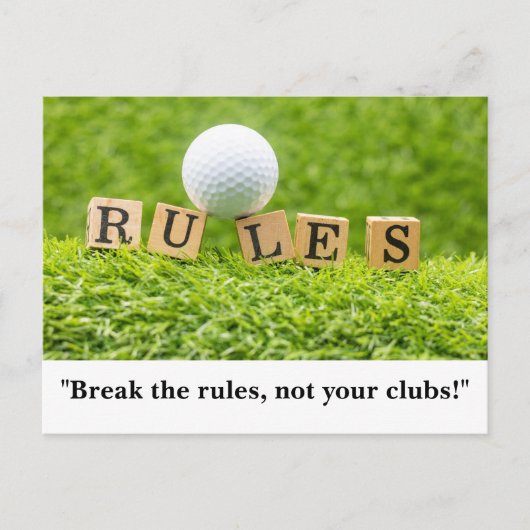 Golfbal met RULES grappig gezegde voor golfer Briefkaart (Voorkant)