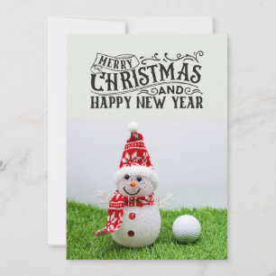 Golfbal met Snowman golfer Kerstvakantie Feestdagenkaart