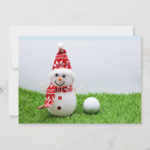 Golfbal met Snowman is voor Golfer's Kerstmis Kaart