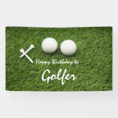 Golfbal met t-shirt op groene Happy Birthday Spandoek (Horizontaal)
