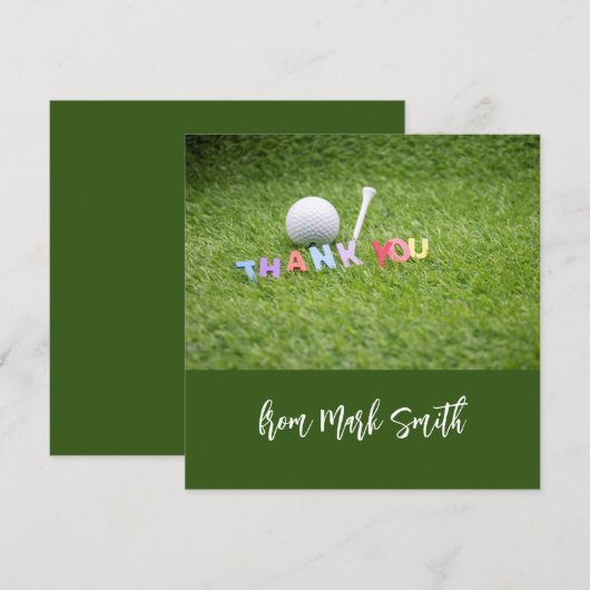 Golfbal met woord Dank u voor Golfer Bedankkaart (Voorkant / Achterkant)
